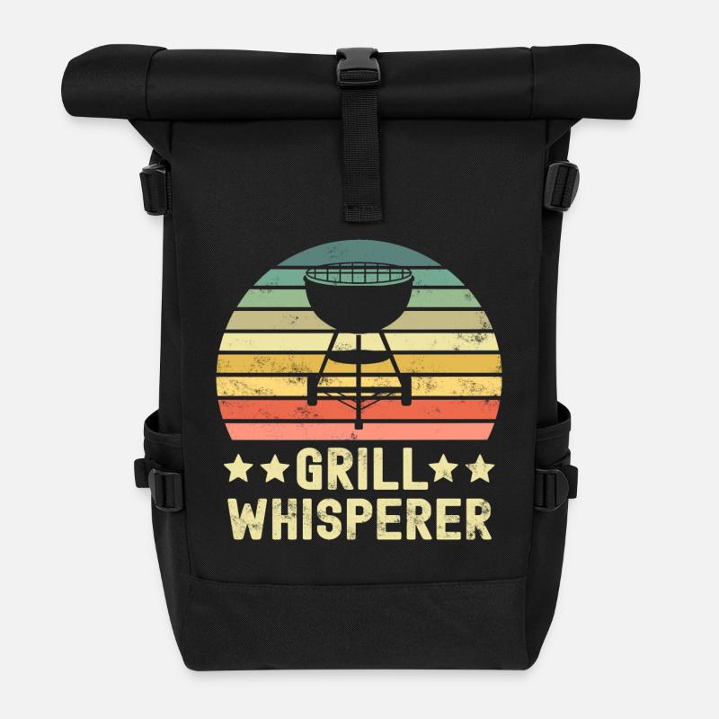 Grill Grillen Grillkönig - Rolltop Rucksack - Schwarz