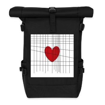 Herz hinter Gittern - Rolltop Rucksack - Schwarz - Vorne