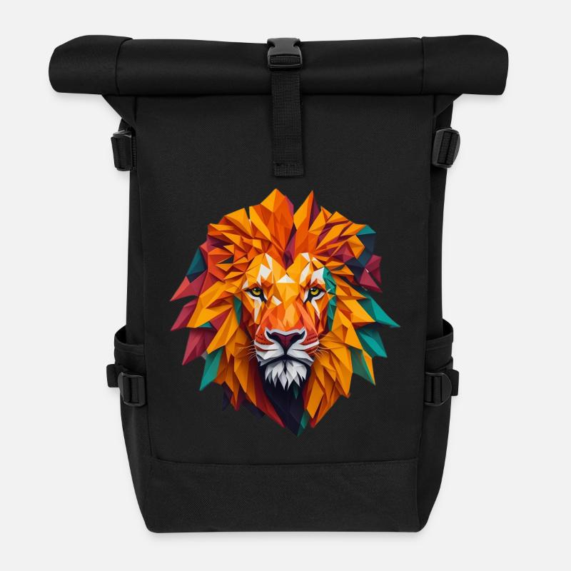 Löwenkopf - Rolltop Rucksack - Schwarz