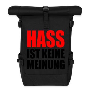 hass ist keine meinung - Rolltop Rucksack - Schwarz - Vorne
