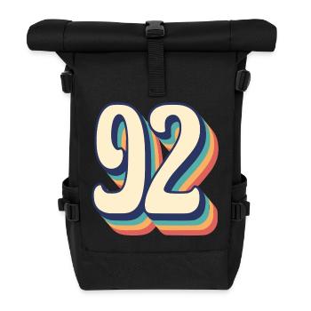 T-Shirt rétro Vintage numéro 92 quatre-vingt-douze - Sac à dos roll top - noir - Devant