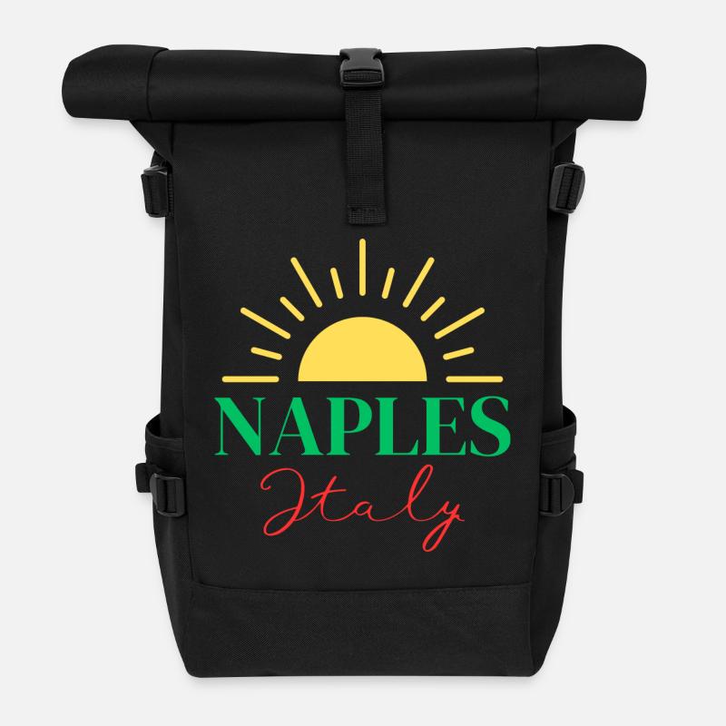 Lebendiges Neapel, Italien, Sun Design - Rolltop Rucksack - Schwarz