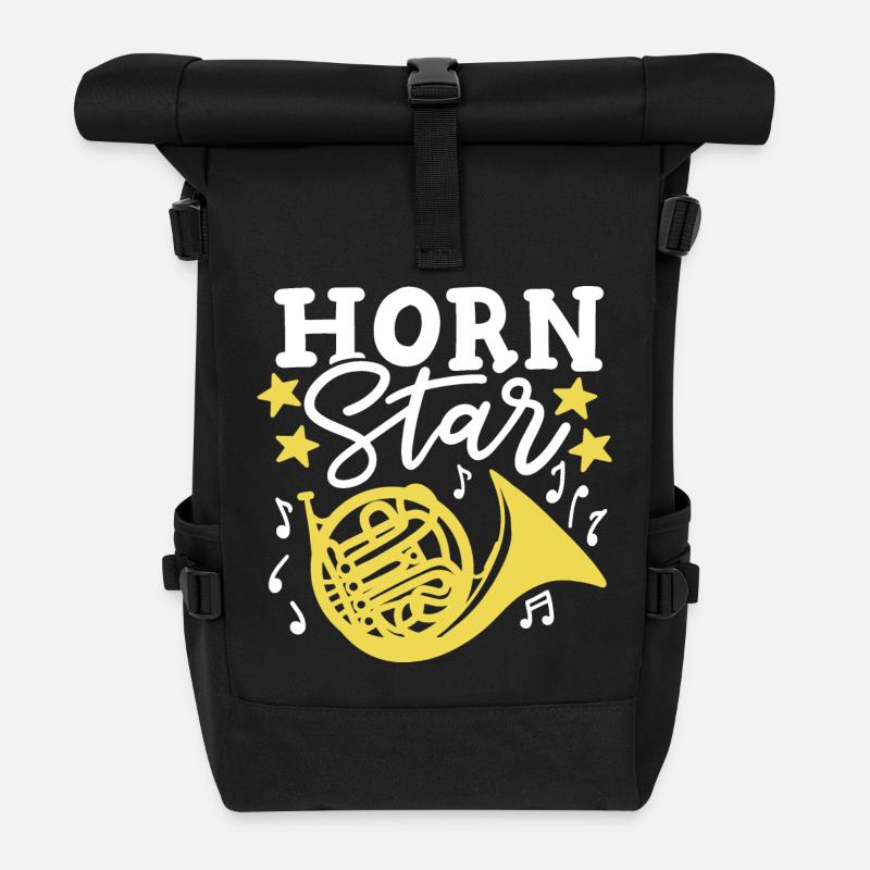 Waldhornspieler Hornist - Rolltop Rucksack - Schwarz