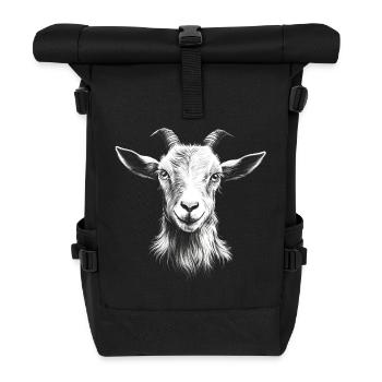 Ziege Portrait Ziegen Tiere - Rolltop Rucksack - Schwarz - Vorne