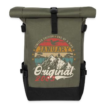 Januar 2003 Jubiläumsgeschenk - Januar 2003 - Rolltop Rucksack - Olive/Schwarz - Vorne