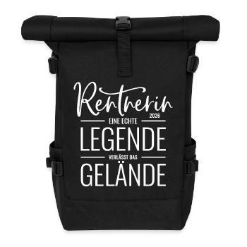 Rentnerin 2026 Eine Legende verlässt das Gelände - Rolltop Rucksack - Schwarz - Vorne