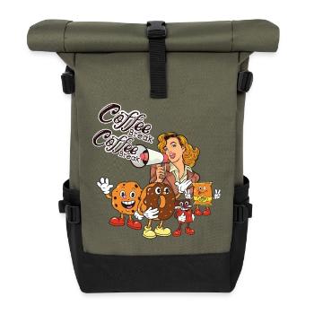 Coffee Break – Retro-Style und süße Kekse - Rolltop Rucksack - Olive/Schwarz - Vorne