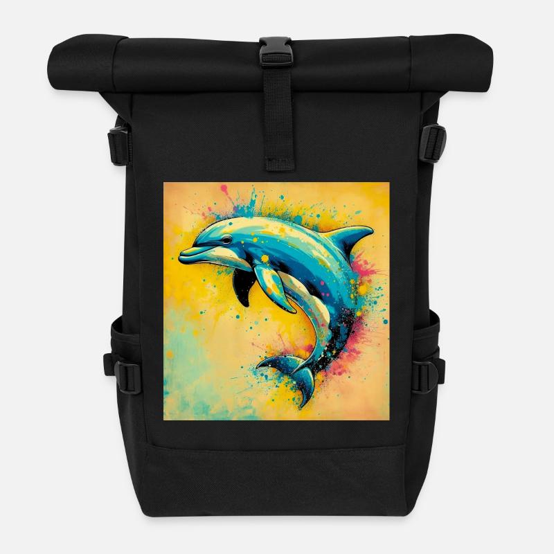 Delfin - Rolltop Rucksack - Schwarz