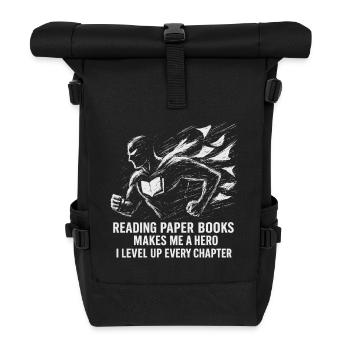 Heroischer Buchliebhaber Illustration - Rolltop Rucksack - Schwarz - Vorne