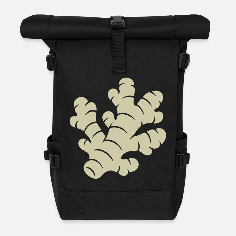 Ginger Design – Fresh & Healthy - Roll Top Backpack - black