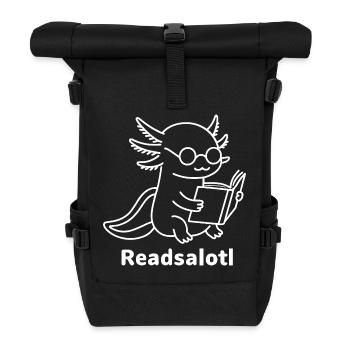 Lineart Readsalotl Axolotl Lecture - Roll Top Backpack - black - Front