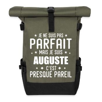 Auguste: authentisch, unvollkommen, oben, Perfektion - Rolltop Rucksack - Olive/Schwarz - Vorne