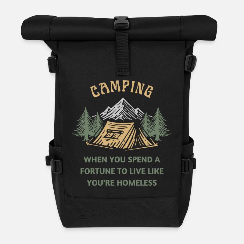 Camping - leben wie obdachlos - Rolltop Rucksack - Schwarz