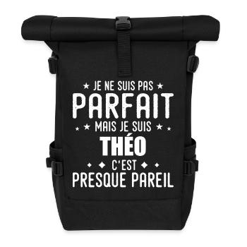 Theo: authentic, imperfect, top, perfection - Roll Top Backpack - black - Front