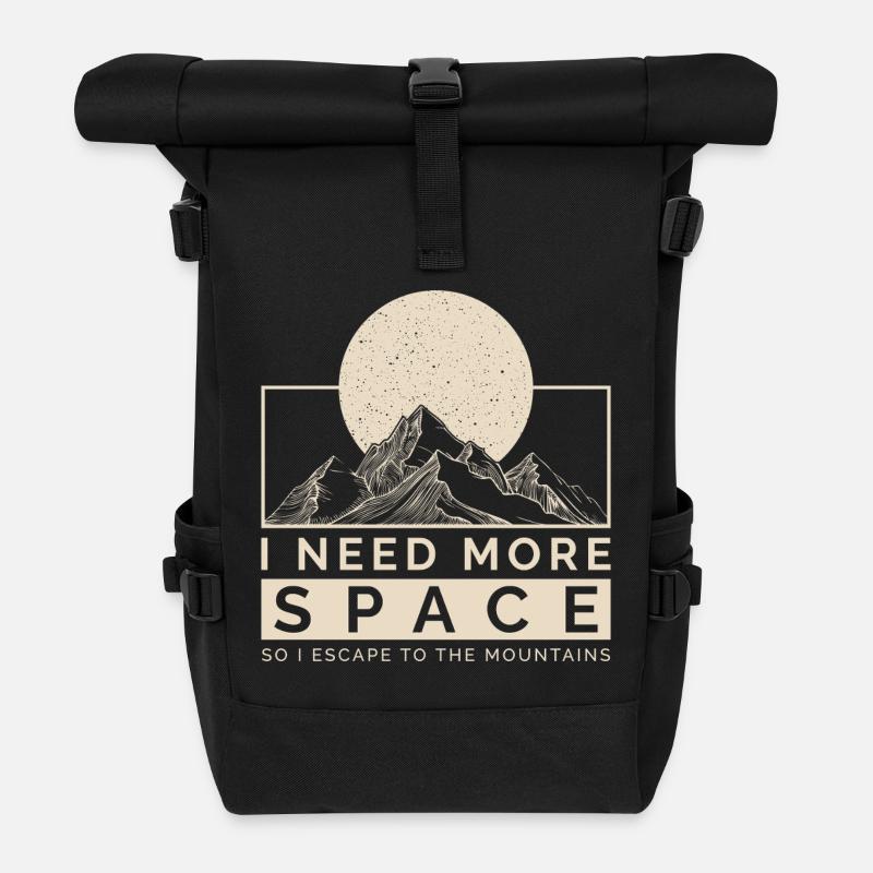Ich brauche mehr Platz, also flüchte ich in die Berge - Rolltop Rucksack - Schwarz