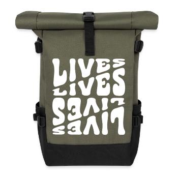 Texte des motifs de la vie vivante - Sac à dos roll top - olive/noir - Devant