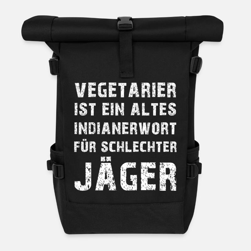 Vegetarier Witz Anti Vegan Spruch Fleischesser - Rolltop Rucksack - Schwarz