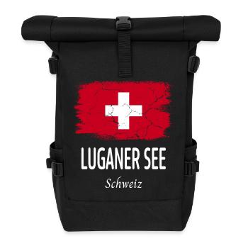 Luganer See - Rolltop Rucksack - Schwarz - Vorne