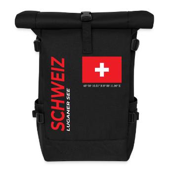 Luganer See - Rolltop Rucksack - Schwarz - Vorne