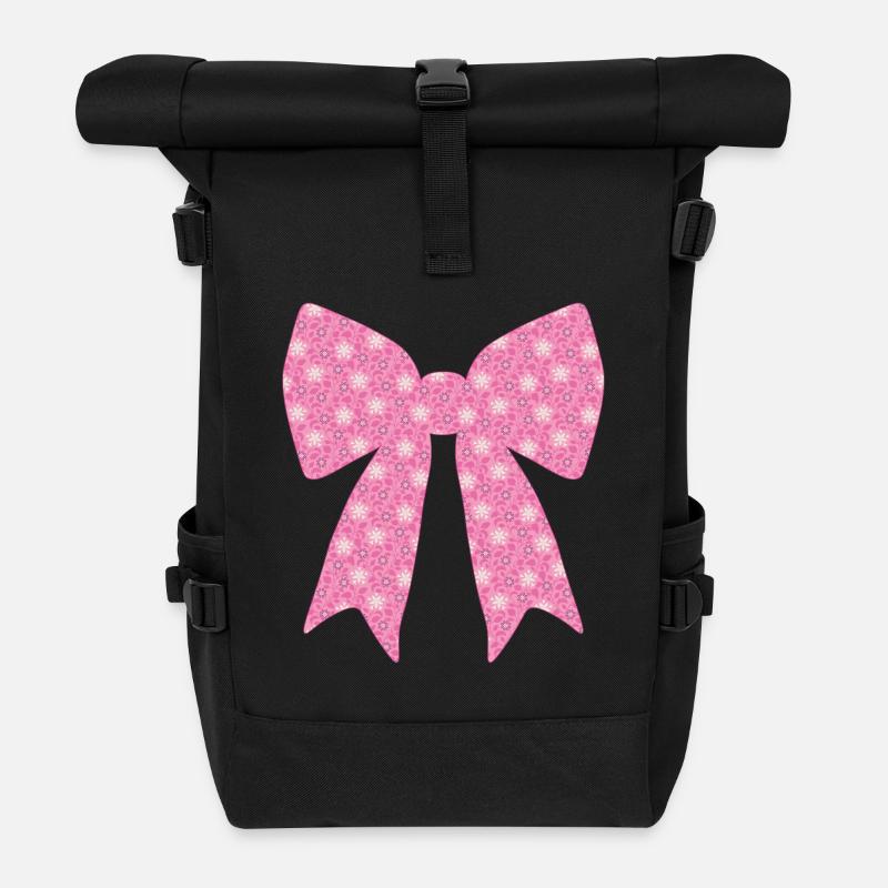 Ruban rose - Sac à dos roll top - noir