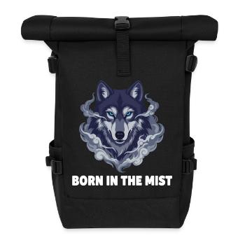 Nebelwolf: Wolfkopf im Dunst - Rolltop Rucksack - Schwarz - Vorne