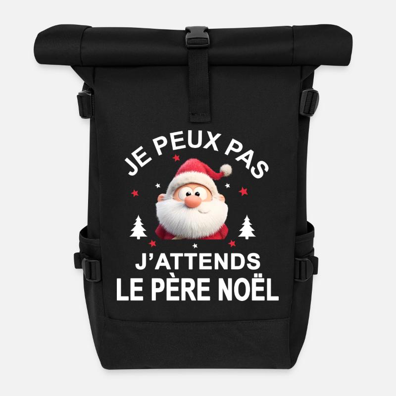 je peux pas j'attends le père noel Cadeau  - Sac à dos roll top - noir