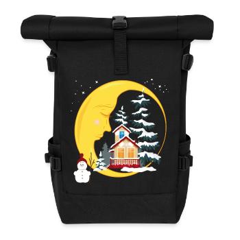 Mond im Winterwald - Rolltop Rucksack - Schwarz - Vorne