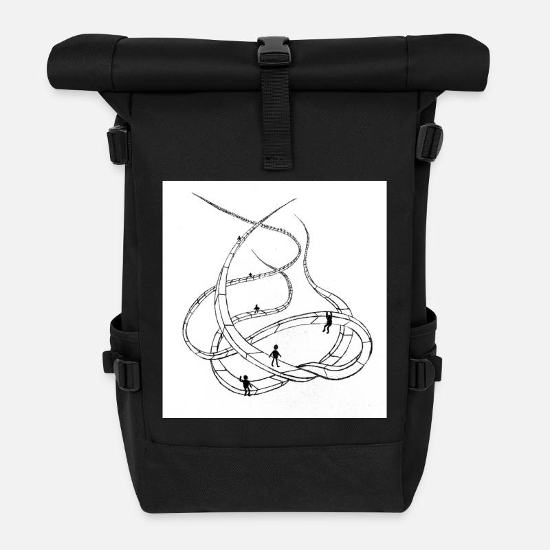 Vielschichtige Loopingpfade - Rolltop Rucksack - Schwarz