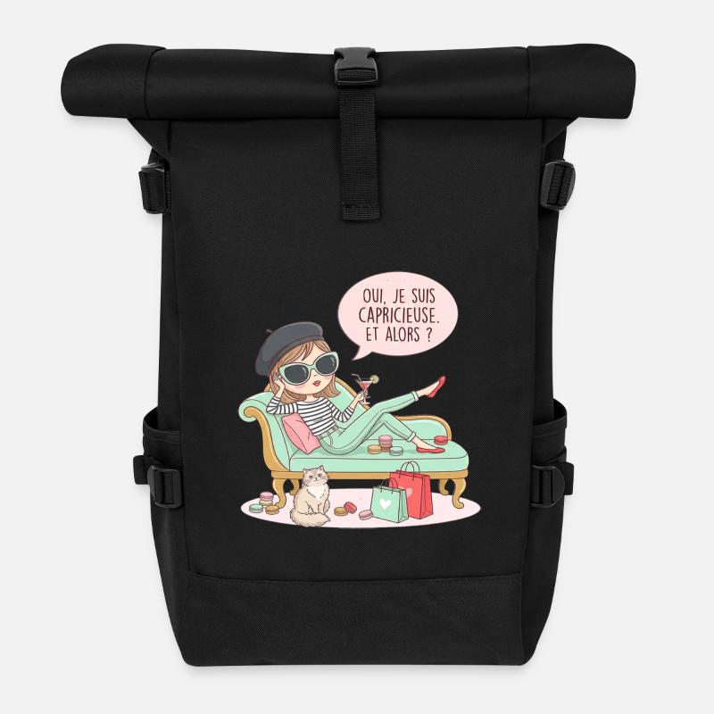 I'm capricious and so - Roll Top Backpack - black