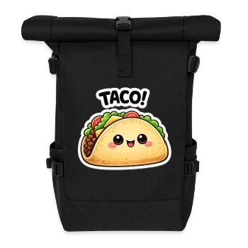 Kawaii-Taco mit süßem Gesicht - Rolltop Rucksack - Schwarz - Vorne