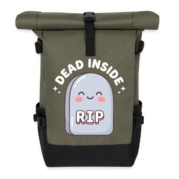 Niedliches RIP Grabstein-Design - Rolltop Rucksack - Olive/Schwarz - Vorne