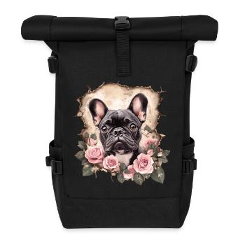 Französische Bulldogge - Rolltop Rucksack - Schwarz - Vorne