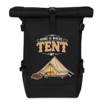 Camping Tent Humour Quote Home Is Where I Tent - Roll Top Backpack - black - Front