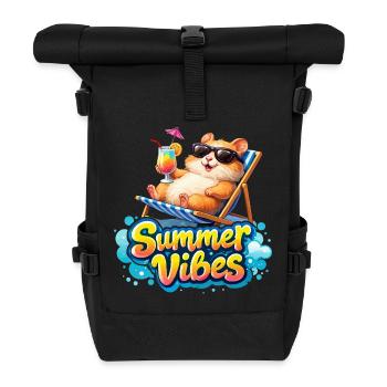 Hamster Summer Vibes - Rolltop Rucksack - Schwarz - Vorne