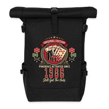 Poker T-Shirt 1986 Geburtstag, Poker Legende Shirt - Rolltop Rucksack - Schwarz - Vorne