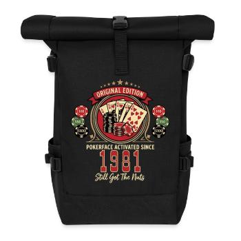Poker T-Shirt 1981 Geburtstag, Poker Legende Shirt - Rolltop Rucksack - Schwarz - Vorne