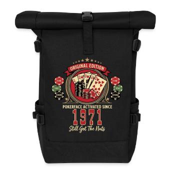 Poker T-Shirt 1971 Geburtstag, Poker Legende Shirt - Rolltop Rucksack - Schwarz - Vorne