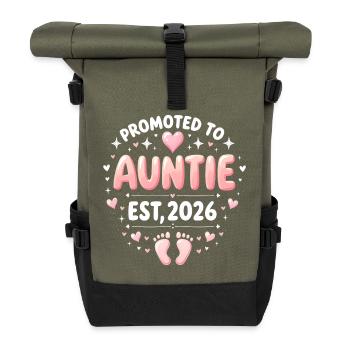 Tante 2026 Tante 2026 Befördert zu Tante 2026 - Rolltop Rucksack - Olive/Schwarz - Vorne