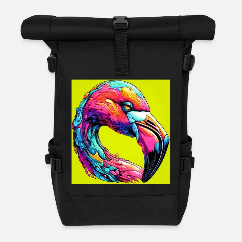 flamingo - Roll Top Backpack - black