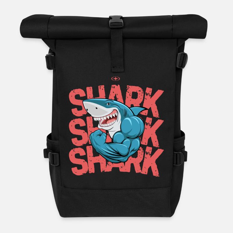 Requin Musclé PopArt Marin - Sac à dos roll top - noir