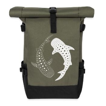 Walhai Yin Yang Ozean Zen Marine - Rolltop Rucksack - Olive/Schwarz - Vorne