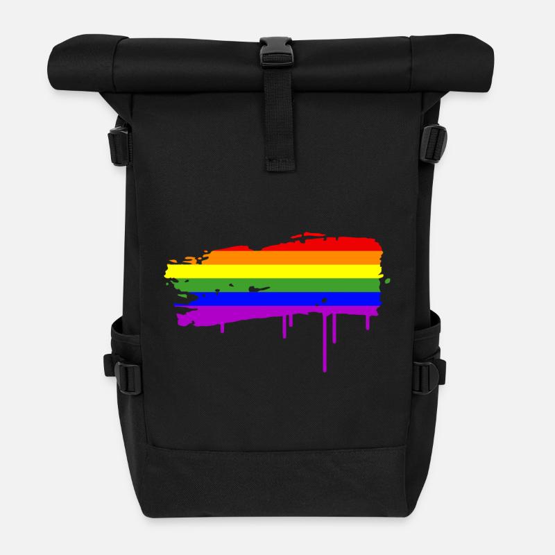 Rainbow Flag Graffiti - Roll Top Backpack - black