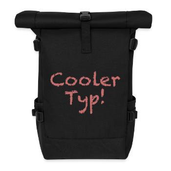 Spruch "Cooler Typ" Hellrot - Rolltop Rucksack - Schwarz - Vorne