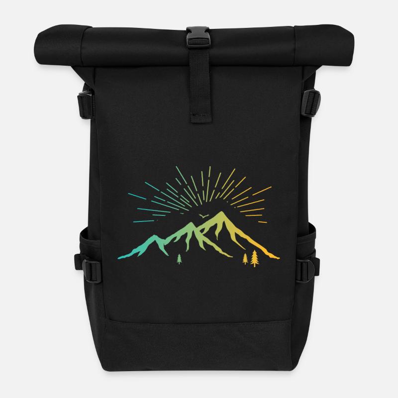 Strahlende Berge - Rolltop Rucksack - Schwarz