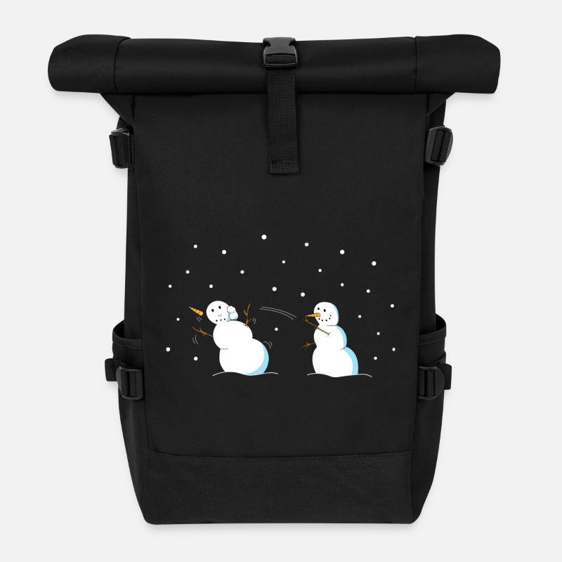 Schneeballschlacht - Rolltop Rucksack - Schwarz