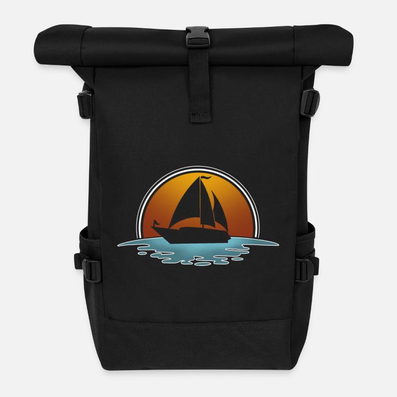 Segelboot Segeln Segelschiff Segler - Rolltop Rucksack - Schwarz