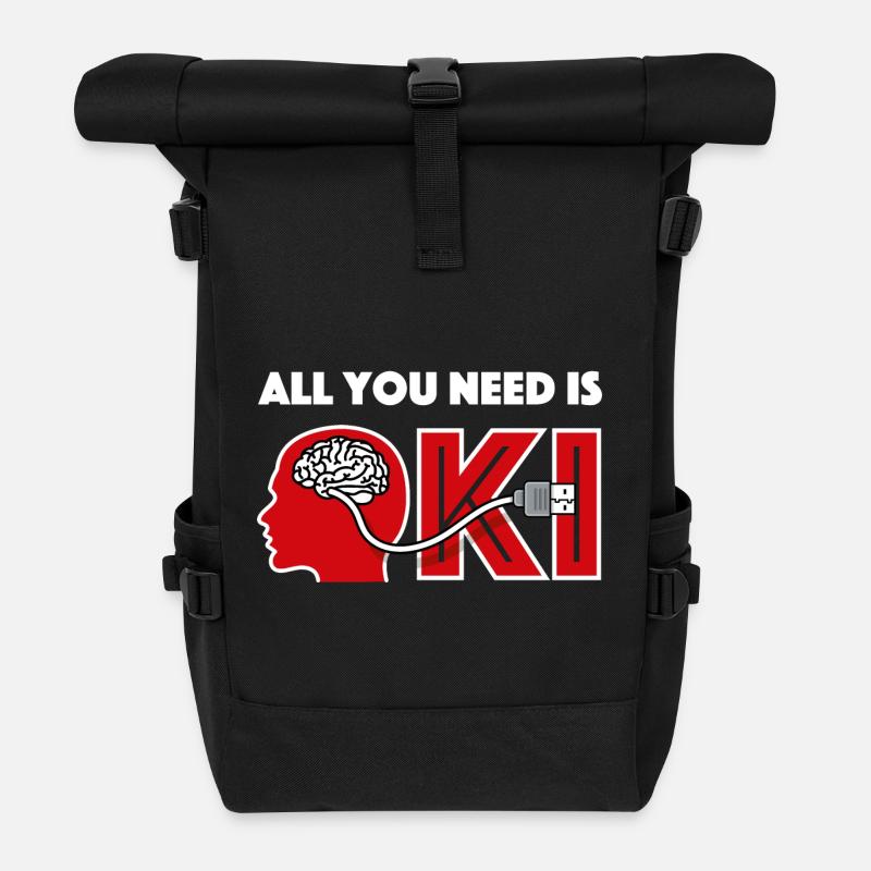 KI, künstliche Intelligenz - Rolltop Rucksack - Schwarz