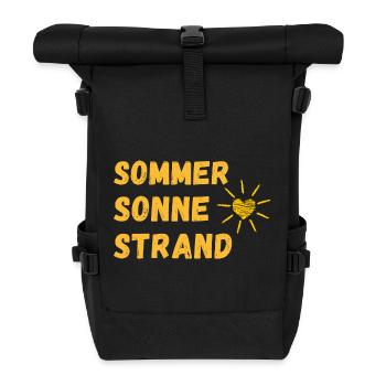 Sommer - Sonne - Strand - Endlich Urlaubszeit! - Rolltop Rucksack - Schwarz - Vorne