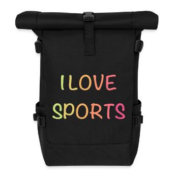 I Love Sports – Colorful Gradient Font - Roll Top Backpack - black - Front