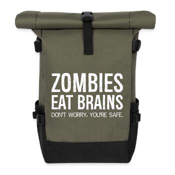 Zombies fressen Gehirne - Rolltop Rucksack - Olive/Schwarz - Vorne